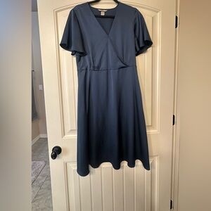 Navy Satin Dress